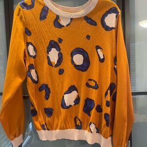 3.1 Phillip Lim Vibrant Orange Sweater with Blue Accents